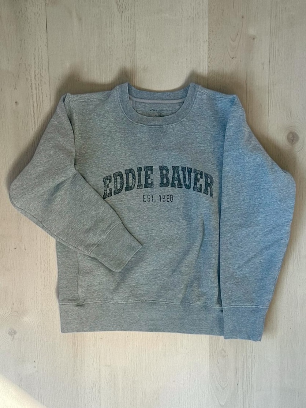 Eddie Bauer Heather Gray Crewneck Pullover with Logo Men Size L